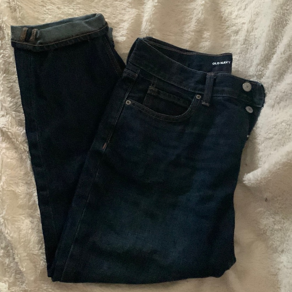 Buttons dark wash crop jeans